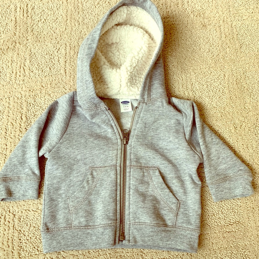 Grey Hoodie zip jacket with Sherpa lining